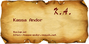 Kassa Andor névjegykártya